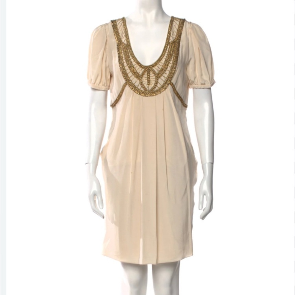 Temperley London Cream Dress with Gold Accents